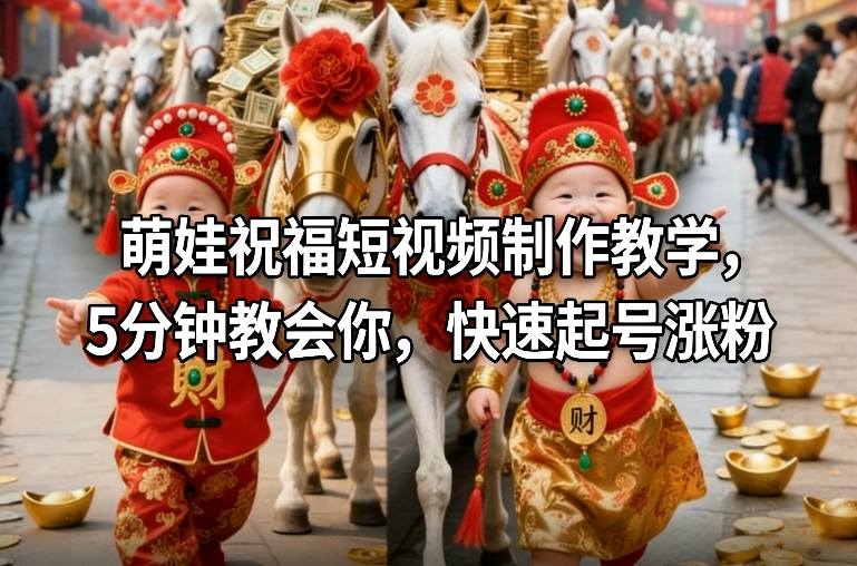 萌娃祝福短视频制作教学，5分钟教会你，快速起号涨粉-heijinzy