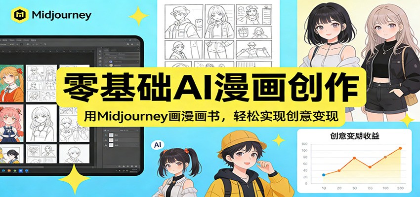 零基础AI漫画创作：用Midjourney画漫画书，轻松实现创意变现-heijinzy