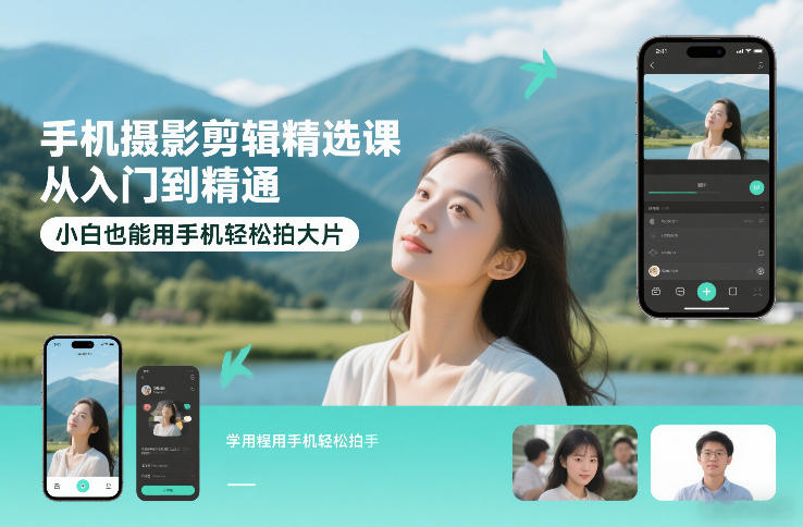 手机摄影剪辑精选课，从入门到精通，小白也能用手机轻松拍大片-heijinzy