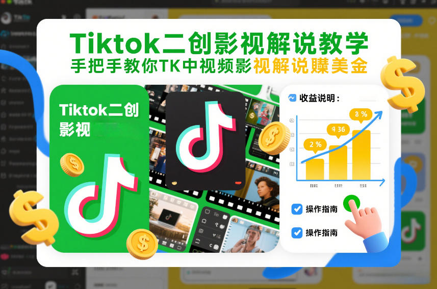 Tiktok二创影视解说教学，手把手教你TK中视频影视解说賺美金(更新26年1月)-heijinzy