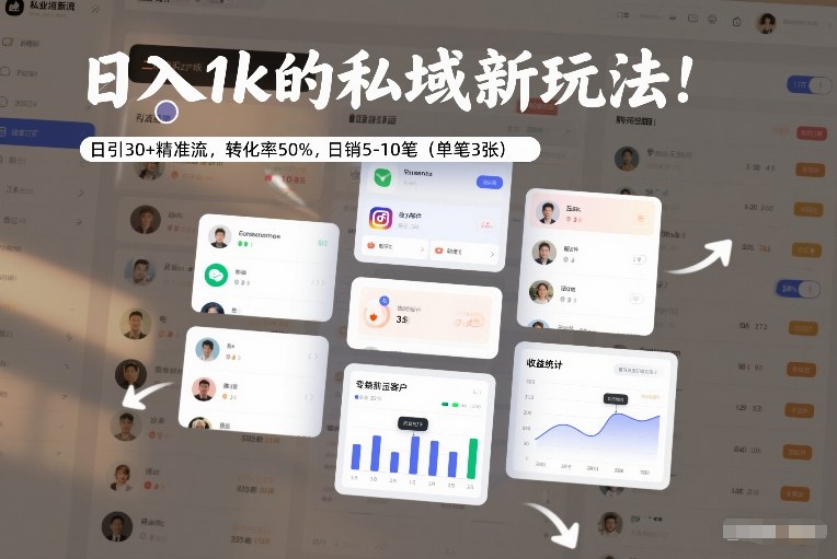 日入1k的私域新玩法：日引30+精准流，转化率50%，日销5-10笔(单笔3张)-heijinzy