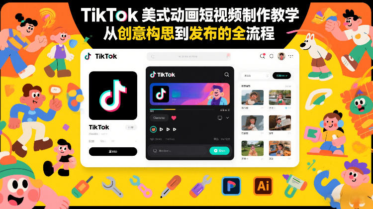 TikTok美式动画短视频制作教学，从创意构思到发布的全流程-heijinzy