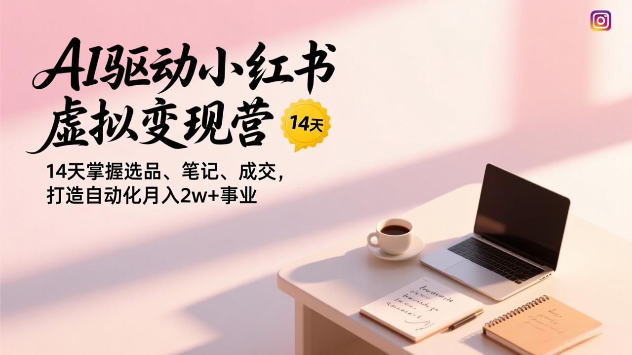 AI驱动小红书虚拟变现营，14天掌握选品、笔记、成交，打造自动化月入2w+事业-heijinzy