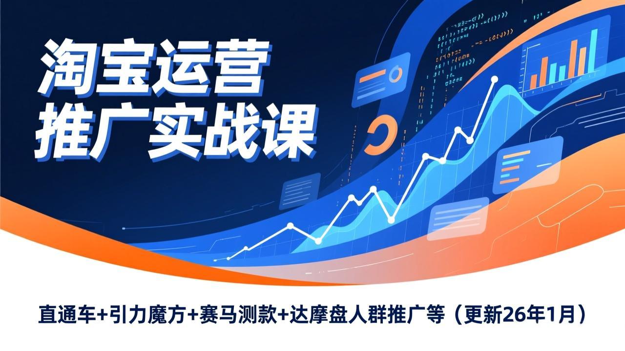 淘宝运营推广实战课，直通车+引力魔方+赛马测款+达摩盘人群推广等(更新26年1月-heijinzy