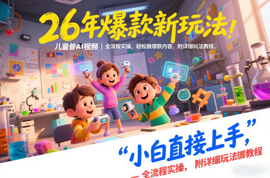26年爆款新玩法，儿童科普AI视频，全流程实操，轻松做爆款内容，小白直接上手，附详细玩法教程-heijinzy
