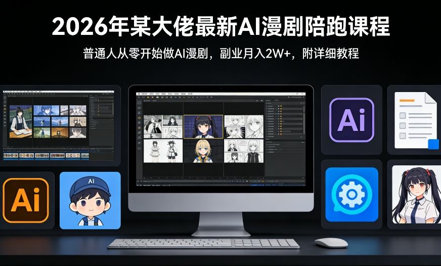 26年某大佬最新Ai漫剧陪跑课程，普通人从零开始做AI漫剧，副业月入2W+-heijinzy