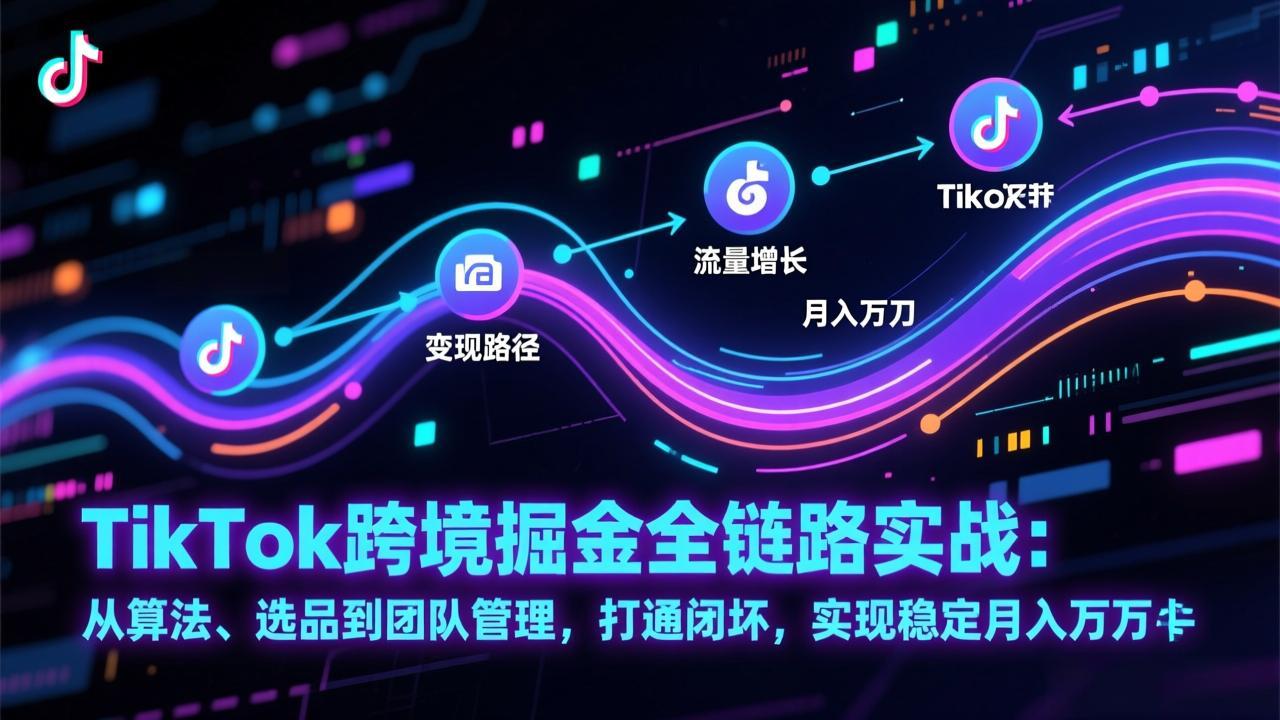 TikTok跨境掘金全链路实战：从算法、选品到团队管理，打通闭环，实现稳定月入万刀-heijinzy