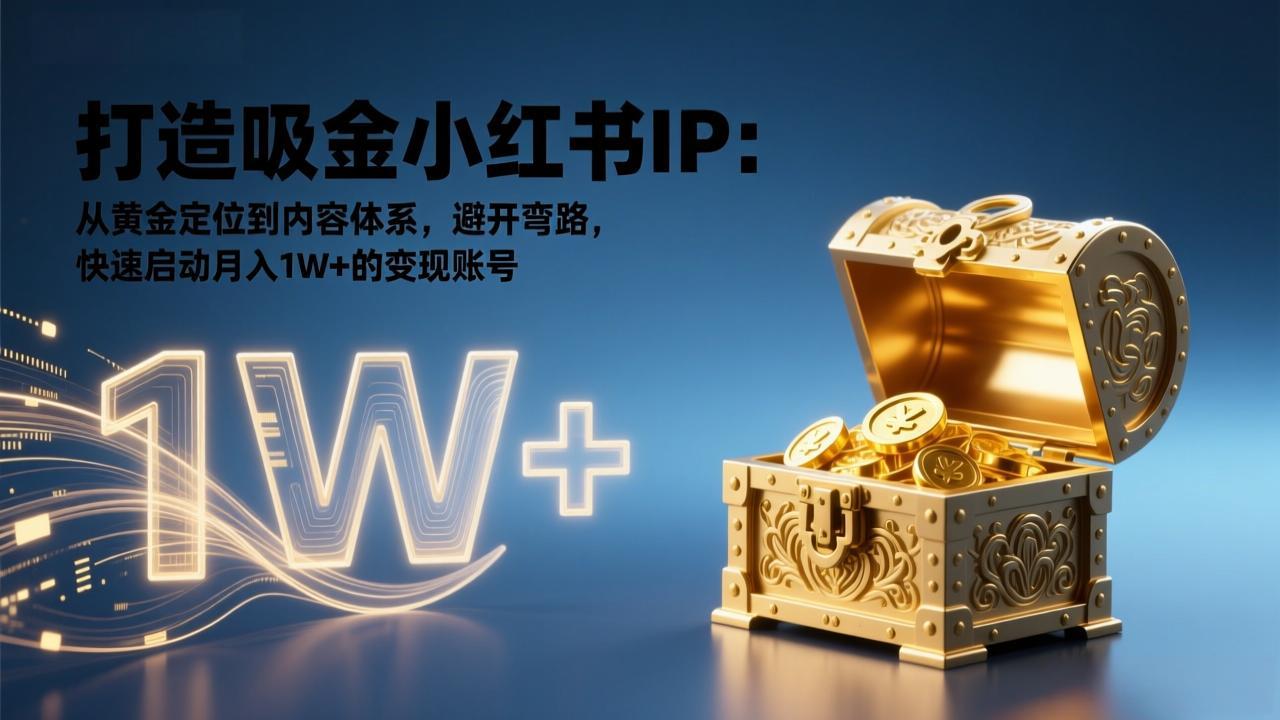 打造吸金小红书IP：从黄金定位到内容体系，避开弯路，快速启动月入1W+的变现账号-heijinzy