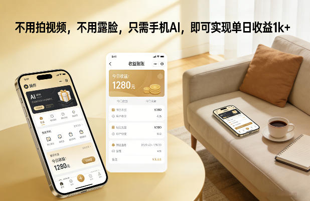 不用拍视频，不用露脸，只需手机AI，即可实现单日收益1k+【揭秘】-heijinzy