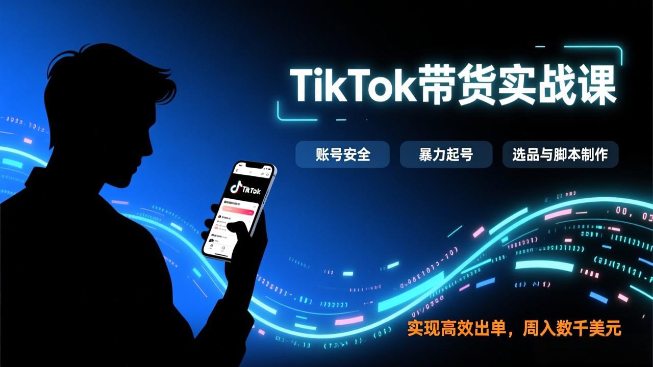 TikTok带货实战课，涵盖账号安全、暴力起号、选品与脚本制作，实现高效出单，周入数千美元-heijinzy