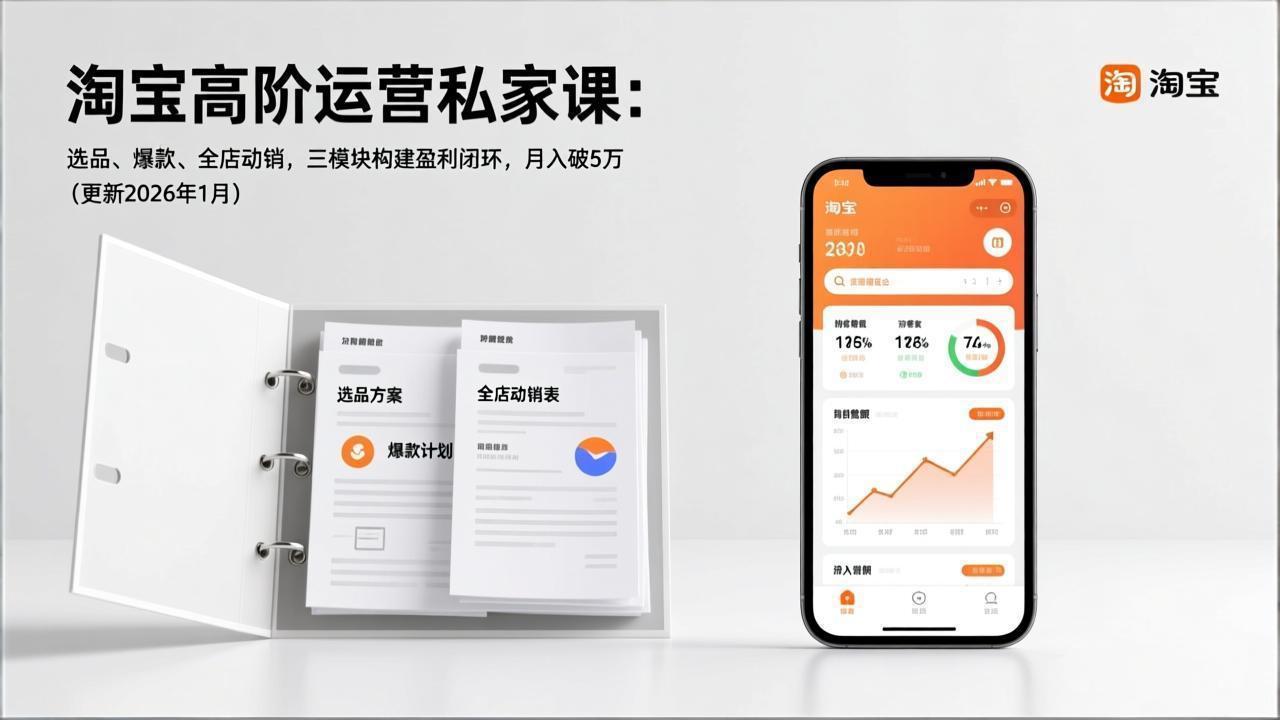 淘宝高阶运营私家课：选品、爆款、全店动销，三模块构建盈利闭环，月入破5万(更新26年1月-heijinzy