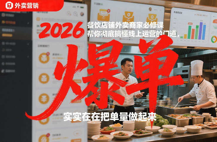 2026餐饮店铺外卖商家必修课，帮你彻底搞懂线上运营的门道，实实在在把单量做起来-heijinzy