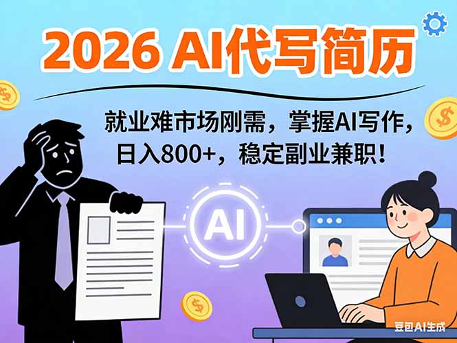 AI代写简历，超暴利，用万能模板月入1-3万实战教程，2026年市场刚需！-heijinzy