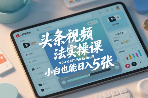 头条视频玩法实操课，从0-1全细节头条所有问题，小白也能日入5张-heijinzy