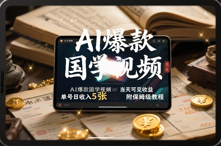 AI爆款国学视频，独家起号方法，小白直接上手，当天可见收益，单号日收入5张+附保姆级教程-heijinzy