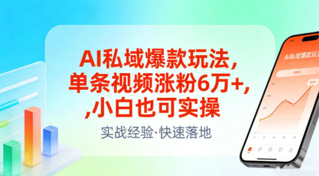 AI私域爆款玩法，单条视频涨粉6W+，小白也可实操-heijinzy