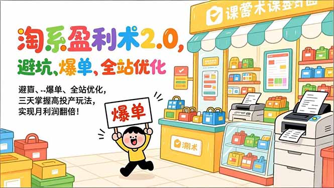 淘系盈利术2.0，避坑、爆单、全站优化，三天掌握高投产玩法，实现月利润翻倍！-heijinzy