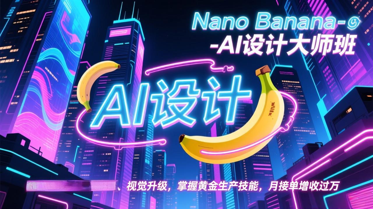 Nano Banana-AI设计大师班，修图合成、广告创作、视觉升级，掌握黄金生产技能，月接单增收过万-heijinzy