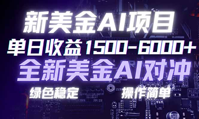 日赚1500-6000+，新美金 AI 对冲项目，合规稳定，小白易上手，创业副业优选，可复制放大-heijinzy