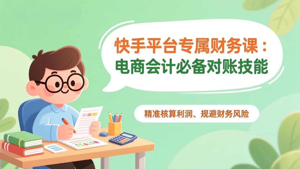 快手平台专属财务课：电商会计必备对账技能，精准核算利润、规避财务风险-heijinzy
