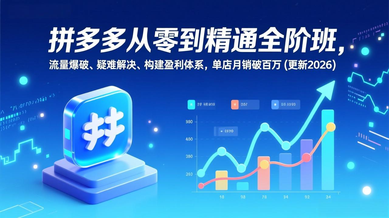 拼多多从零到精通全阶班，流量爆破、疑难解决，构建盈利体系，单店月销破百万(更新2026-heijinzy