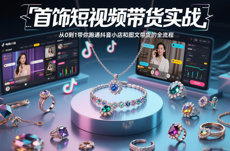 首饰短视频带货实战，从0到1带你跑通抖音小店和图文带货的全流程-heijinzy