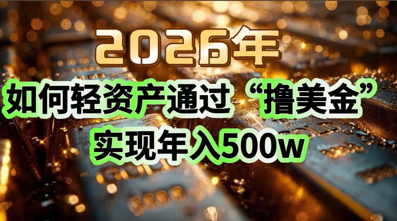 2026年如何轻资产通过“撸美金”实现年入500w-heijinzy