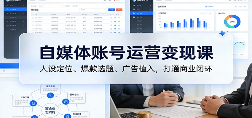自媒体账号运营变现课：人设定位、爆款选题、广告植入，打通商业闭环-heijinzy
