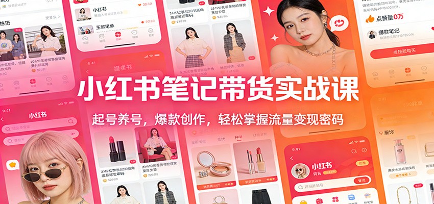 小红书笔记带货实战课：起号养号，爆款创作，轻松掌握流量变现密码-heijinzy