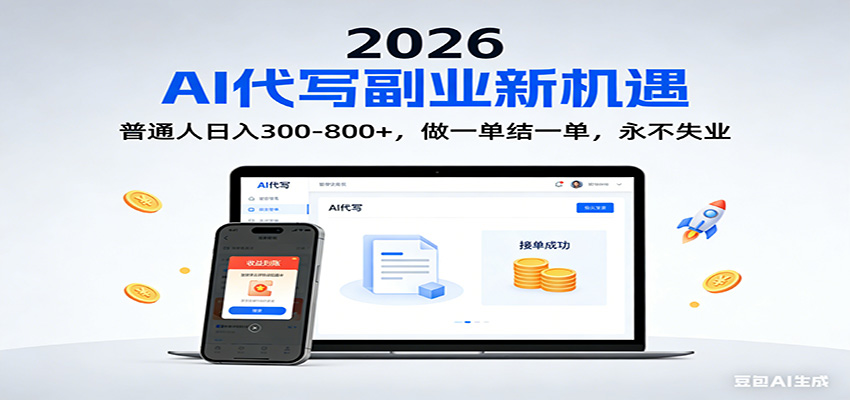 2026 副业首选！AI 代写日入 300-800，普通人0门槛，做一单结一单！-heijinzy