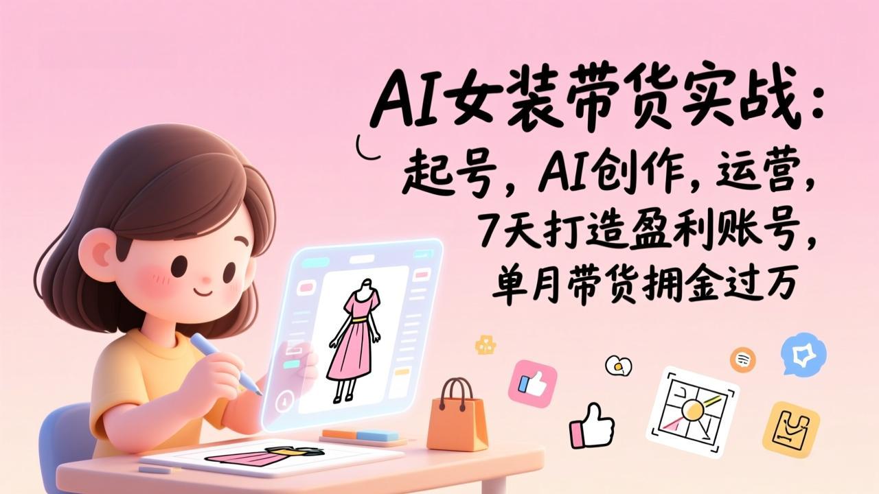 AI女装带货实战：起号，AI创作，运营，7天打造盈利账号，单月带货佣金过万-heijinzy