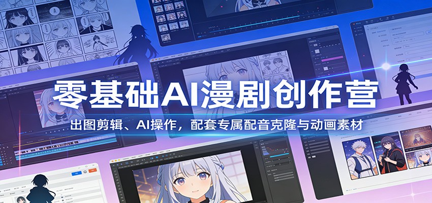 零基础AI漫剧创作营：出图剪辑、AI操作，配套专属配音克隆与动画素材-heijinzy