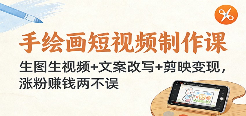 手绘画短视频制作课：生图生视频+文案改写+剪映变现，涨粉赚钱两不误-heijinzy