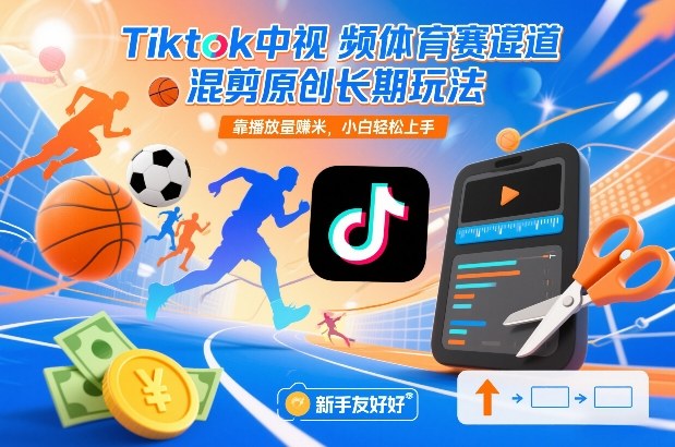 Tiktok中视频体育赛道混剪原创长期玩法，靠播放量賺米，小白轻松上手-heijinzy