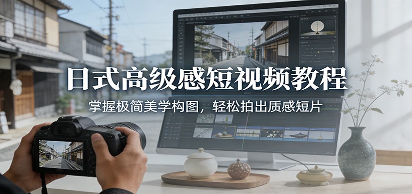 日式高级感短视频教程：掌握极简美学构图，轻松拍出质感短片-heijinzy