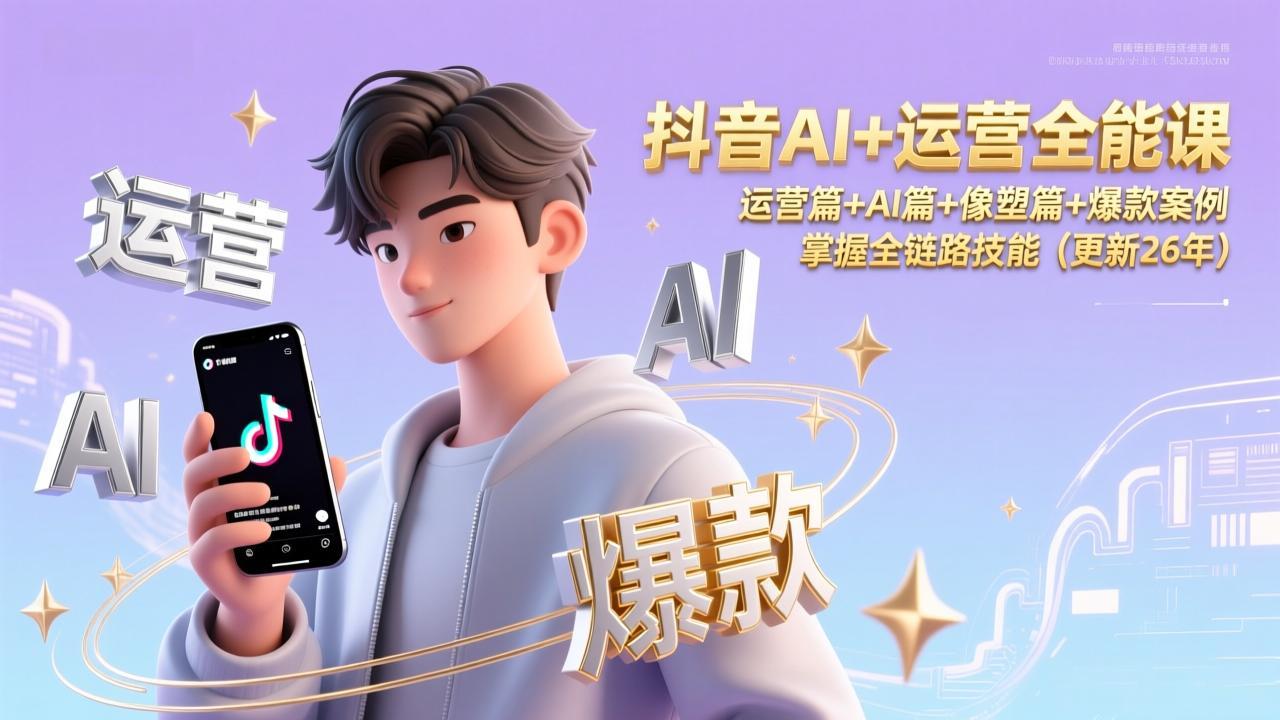 抖音AI+运营全能课，运营篇+AI篇+像塑篇+爆款案例，掌握全链路技能(更新26年-heijinzy