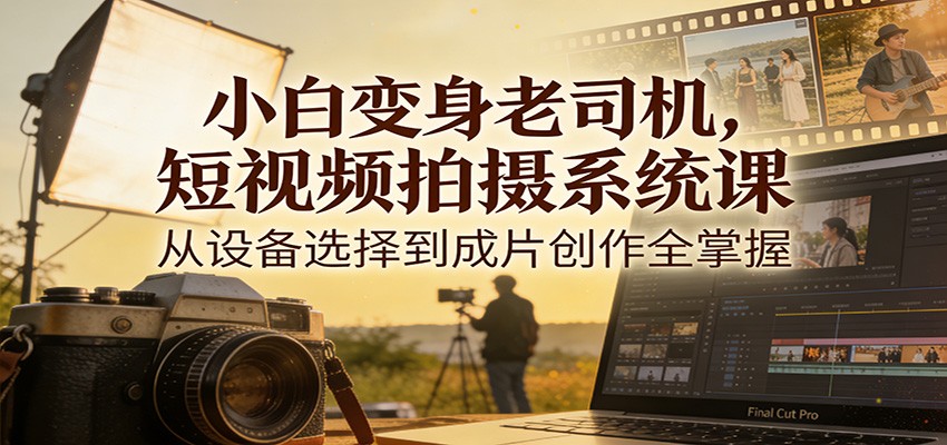 小白变身老司机，短视频拍摄系统课，从设备选择到成片创作全掌握-heijinzy