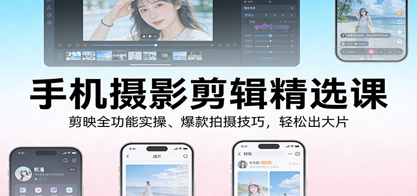 手机摄影剪辑精选课：剪映全功能实操、爆款拍摄技巧，轻松出大片-heijinzy