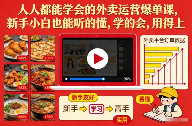 人人都能学会的外卖运营爆单课，新手小白也能听的懂，学的会，用得上-heijinzy