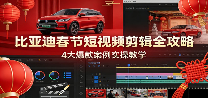 比亚迪春节短视频剪辑全攻略，4大爆款案例实操教学-heijinzy