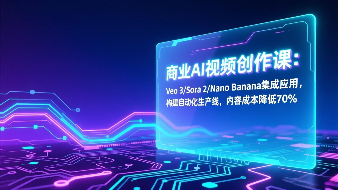 商业AI视频创作课：Veo 3/Sora 2/Nano Banana集成应用，构建自动化生产线，内容成本降低70%-heijinzy