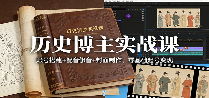历史博主实战课：账号搭建+配音修音+封面制作，零基础起号变现-heijinzy