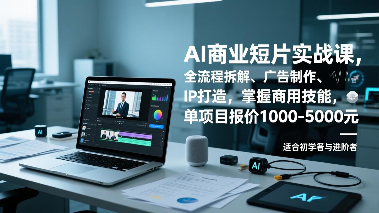 AI商业短片实战课，全流程拆解、广告制作、IP打造，掌握商用技能，单项目报价1000-5000元-heijinzy