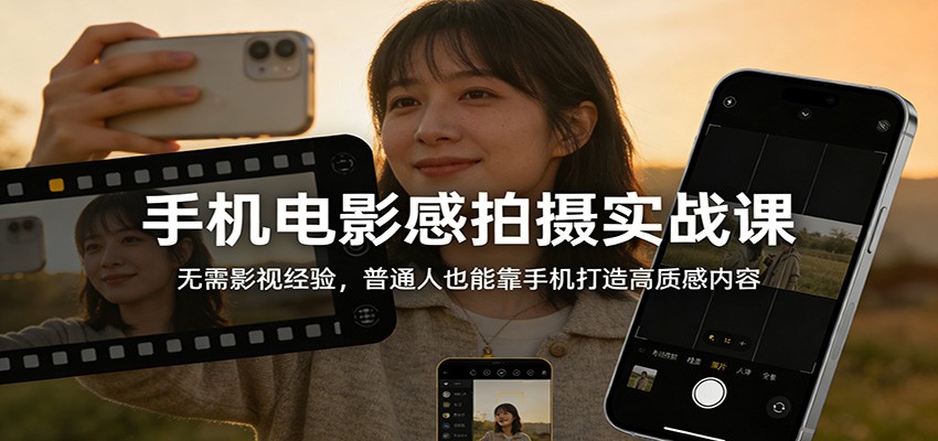 手机电影感拍摄实战课：无需影视经验，普通人也能靠手机打造高质感内容-heijinzy