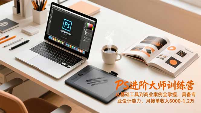 PS进阶大师训练营，从基础工具到商业案例全掌握，具备专业设计能力，月接单收入6000-1.2万-heijinzy
