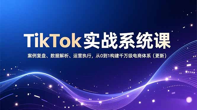 TikTok实战系统课，案例复盘、数据解析、运营执行，从0到1构建千万级电商体系(更新-heijinzy