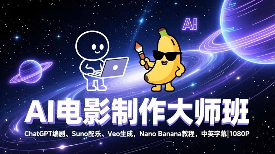 AI电影制作大师班：ChatGPT编剧、Suno配乐、Veo生成，Nano Banana教程，中英字幕|1080P-heijinzy