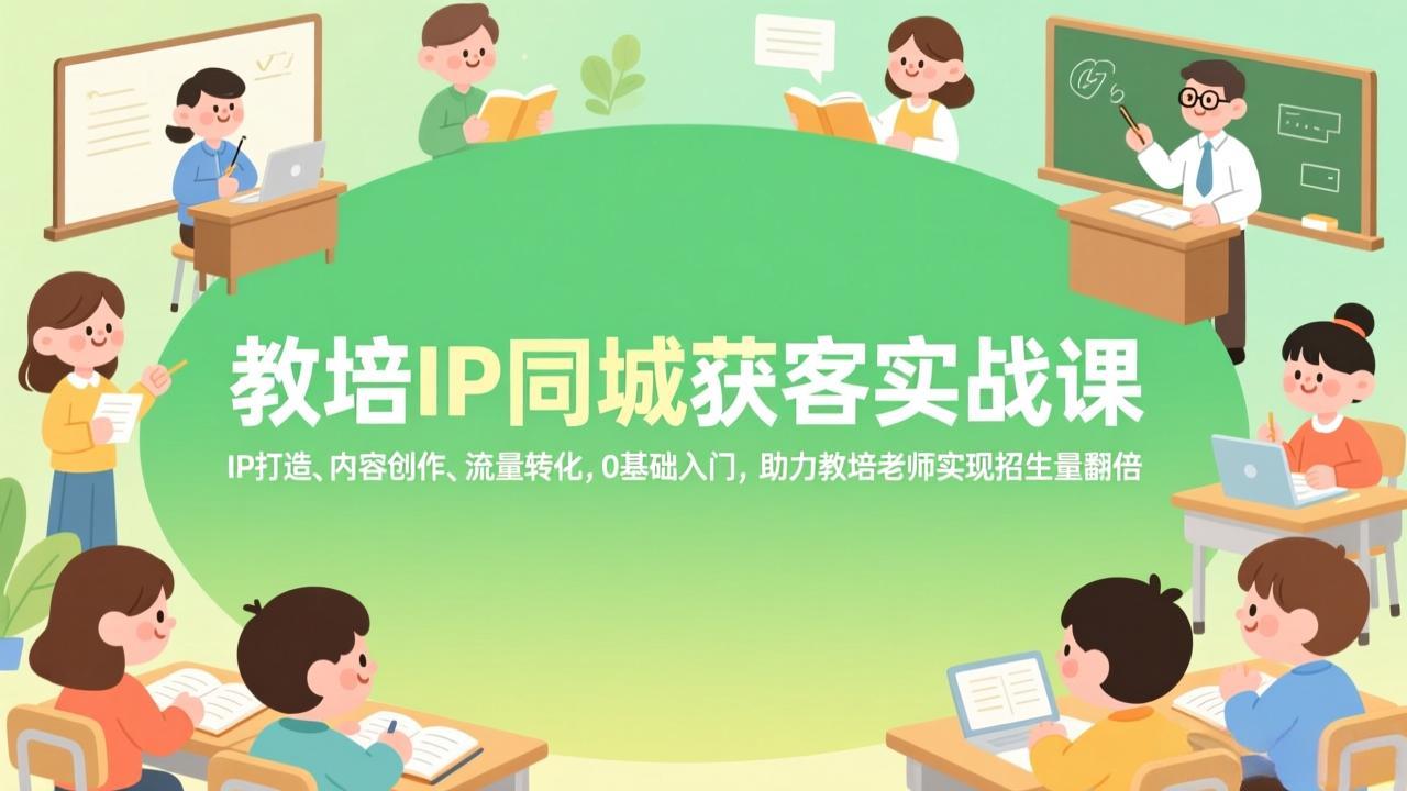 教培IP同城获客实战课，IP打造、内容创作、流量转化，0基础入门，助力教培老师实现招生量翻倍-heijinzy