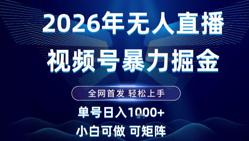 2026最新视频号无人直播掘金，全网首发，小白可以玩，长期稳定日入1k+【揭秘】-heijinzy
