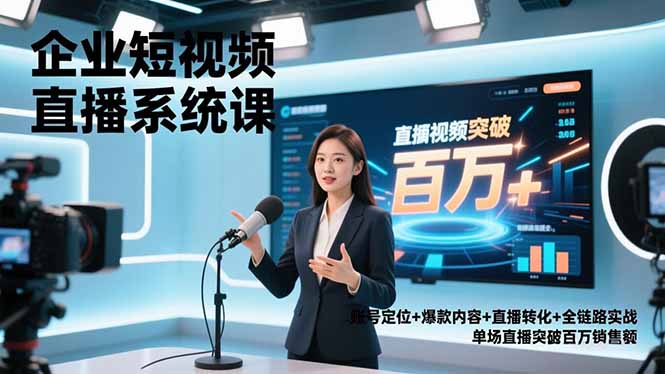 企业短视频直播系统课，账号定位+爆款内容+直播转化+全链路实战，单场直播突破百万销售额-heijinzy